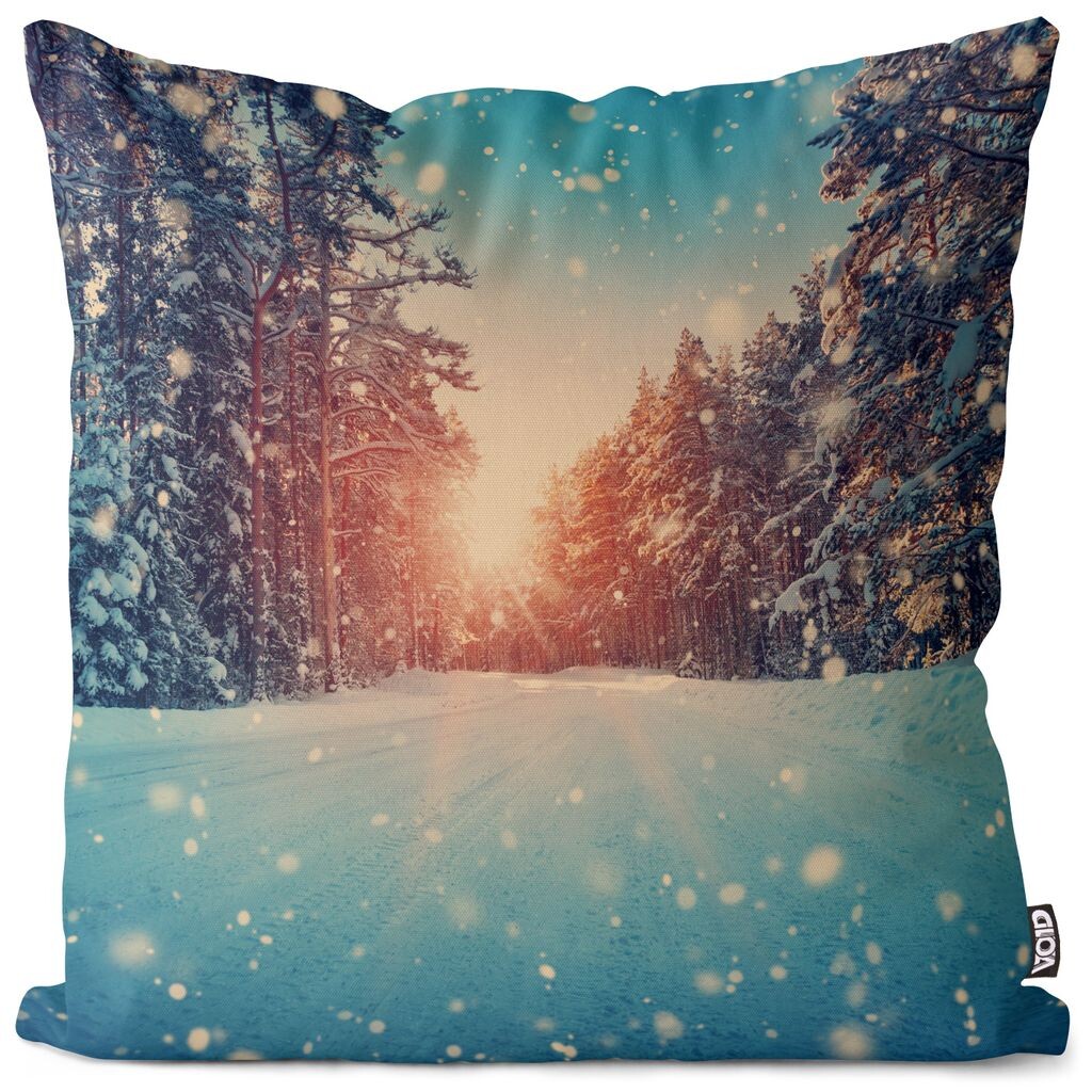 

Чехол на подушку VOID Snow Road Forest Полиэстер Водонепроницаемая подушка для улицы и дома Размер: 60 x 60 см