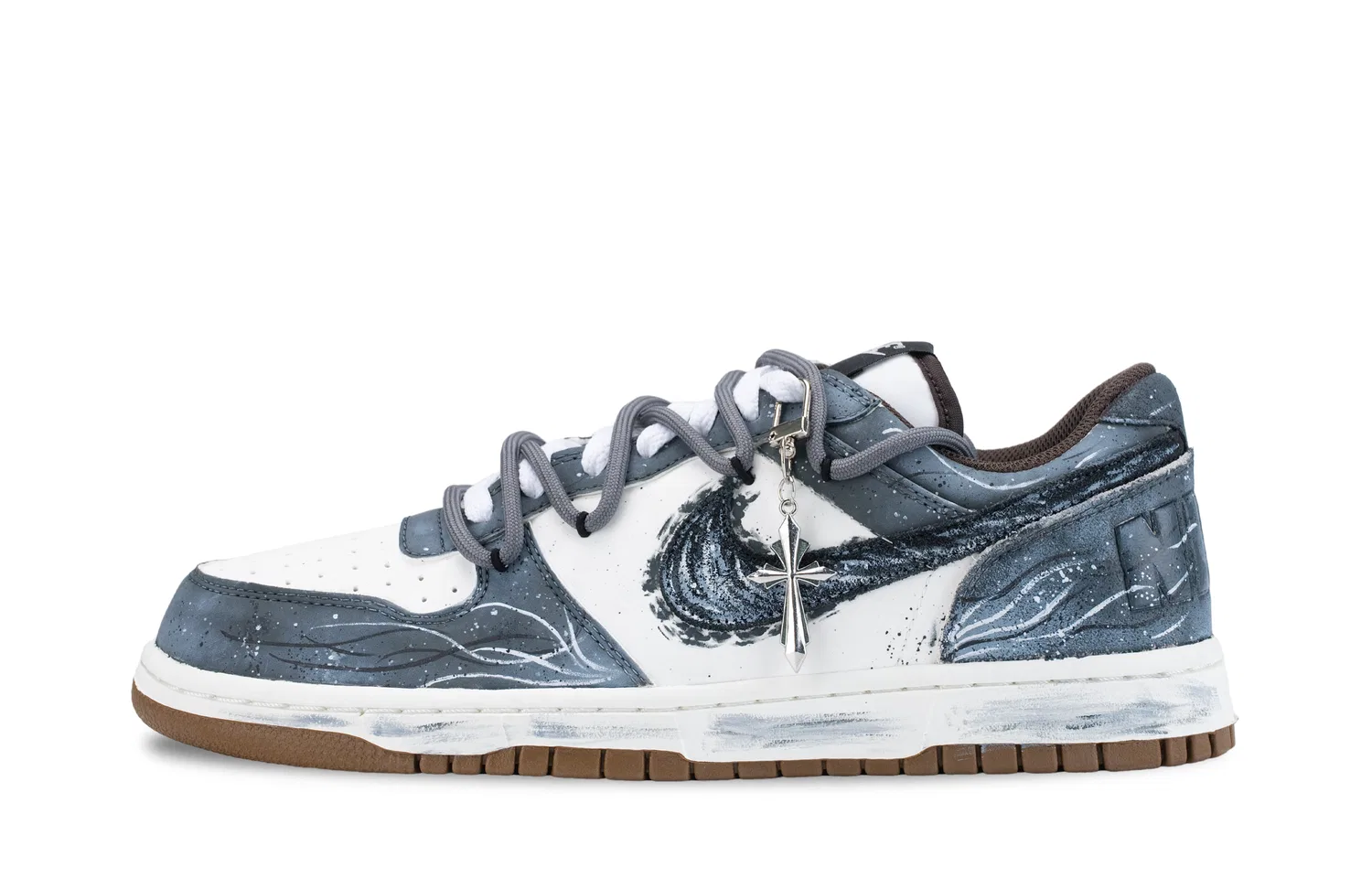 Кроссовки Nike Big Pale Blue Navy Blue Black Gold — фото 3