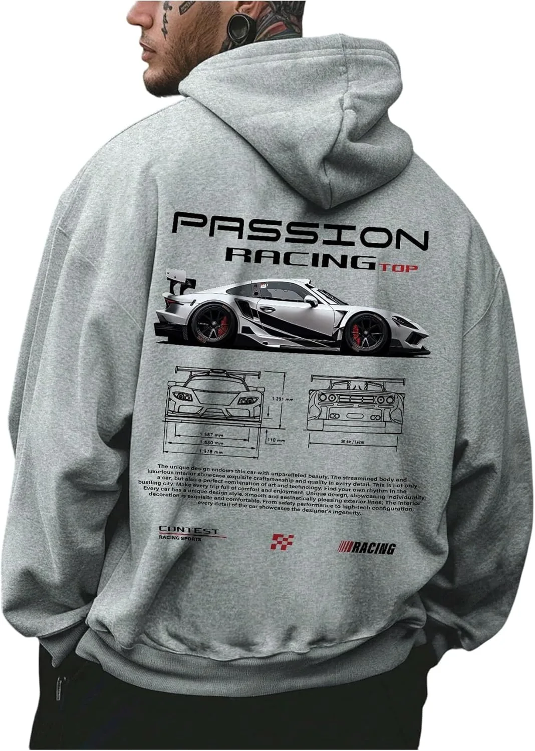 

Мужской винтажный худи с принтом VIPWOLF