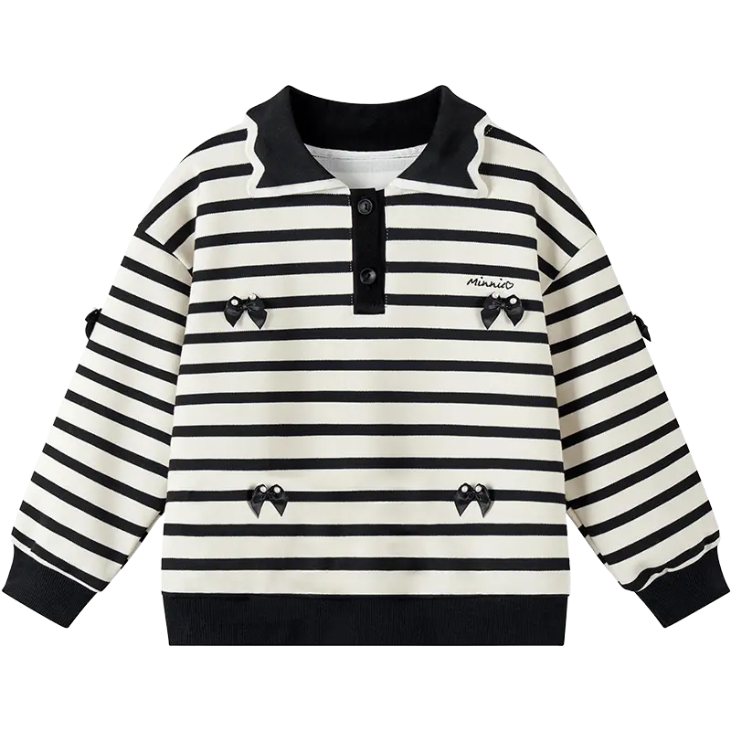 

Детский свитшот Lapel Moderate Disney, черный белый stripes