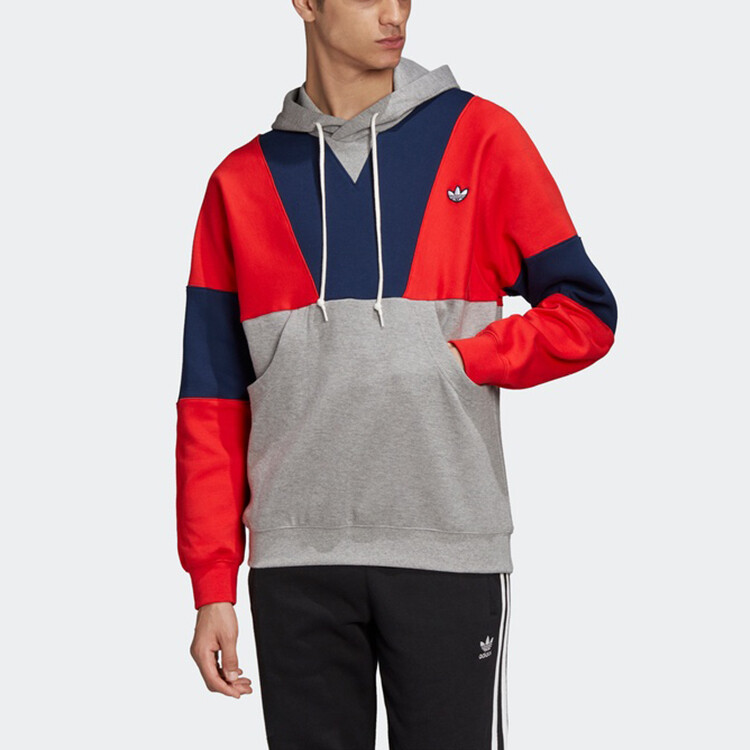 Толстовка с капюшоном Colorblock для мужчин Grey One/Better Scarlet/Blue Bird Adidas Originals, серый — фото 3