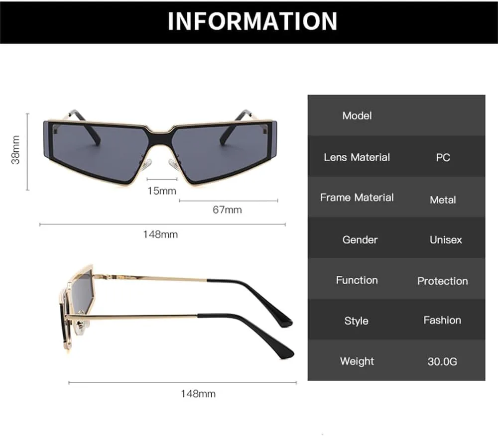 

Солнцезащитные очки в металлической оправе прямоугольной формы для женщин и мужчин, винтажные очки в стиле стимпанк, солнцезащитные очки UV400 HDUBFY, Gold Black