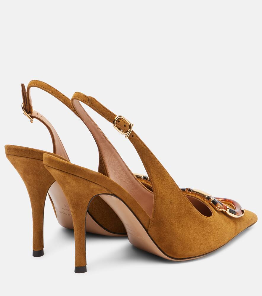 Туфли-лодочки Sara на ремешке из замши Ferragamo, Ginger/Amaretti — фото 2