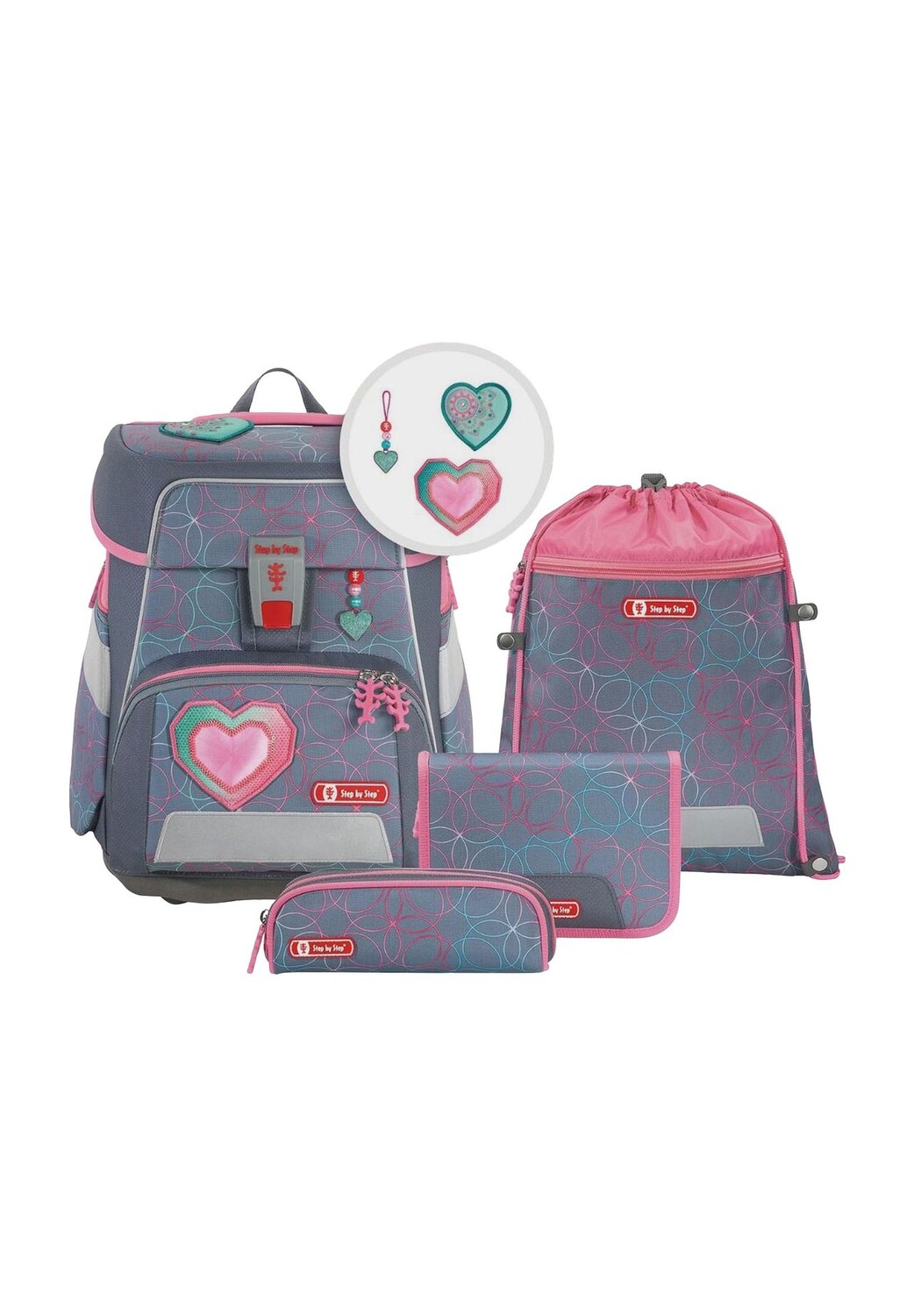 

Набор школьных сумок Space Glitter Heart Step by Step, цвет Lavendelgrau Rosa