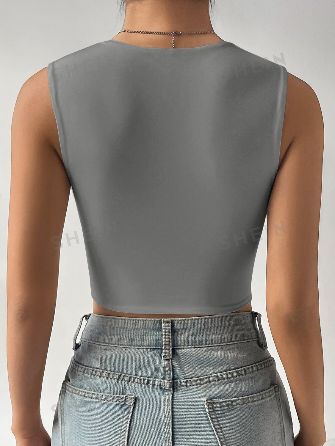 

Майка Shein Ezwear Balletcore на бретелях, серый