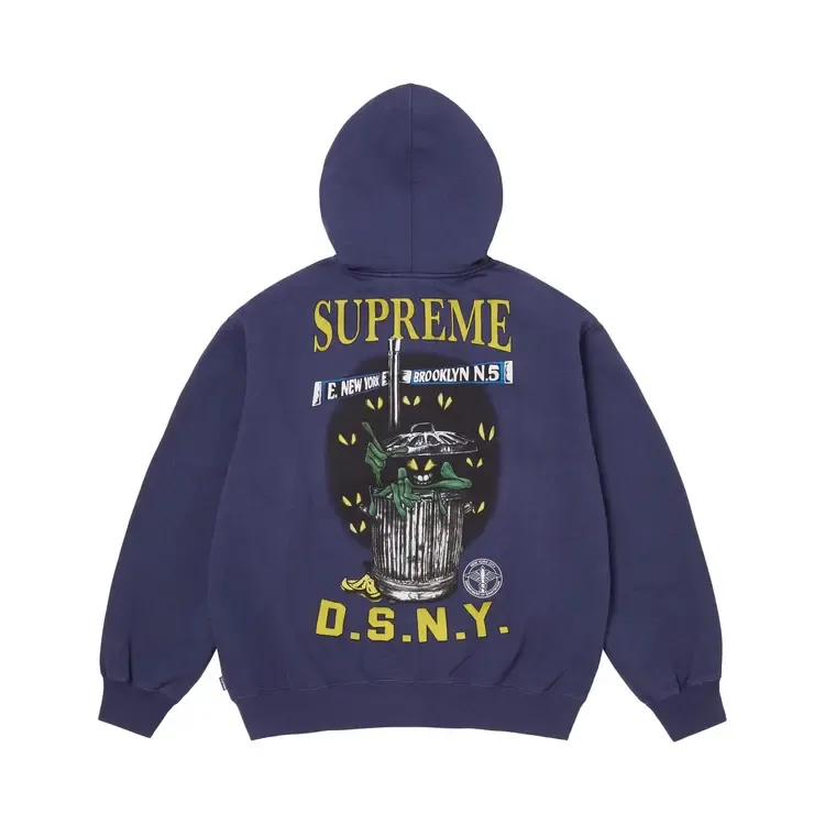 Толстовка Supreme x Dsny на молнии с капюшоном, цвет «Washed Navy» — фото 2