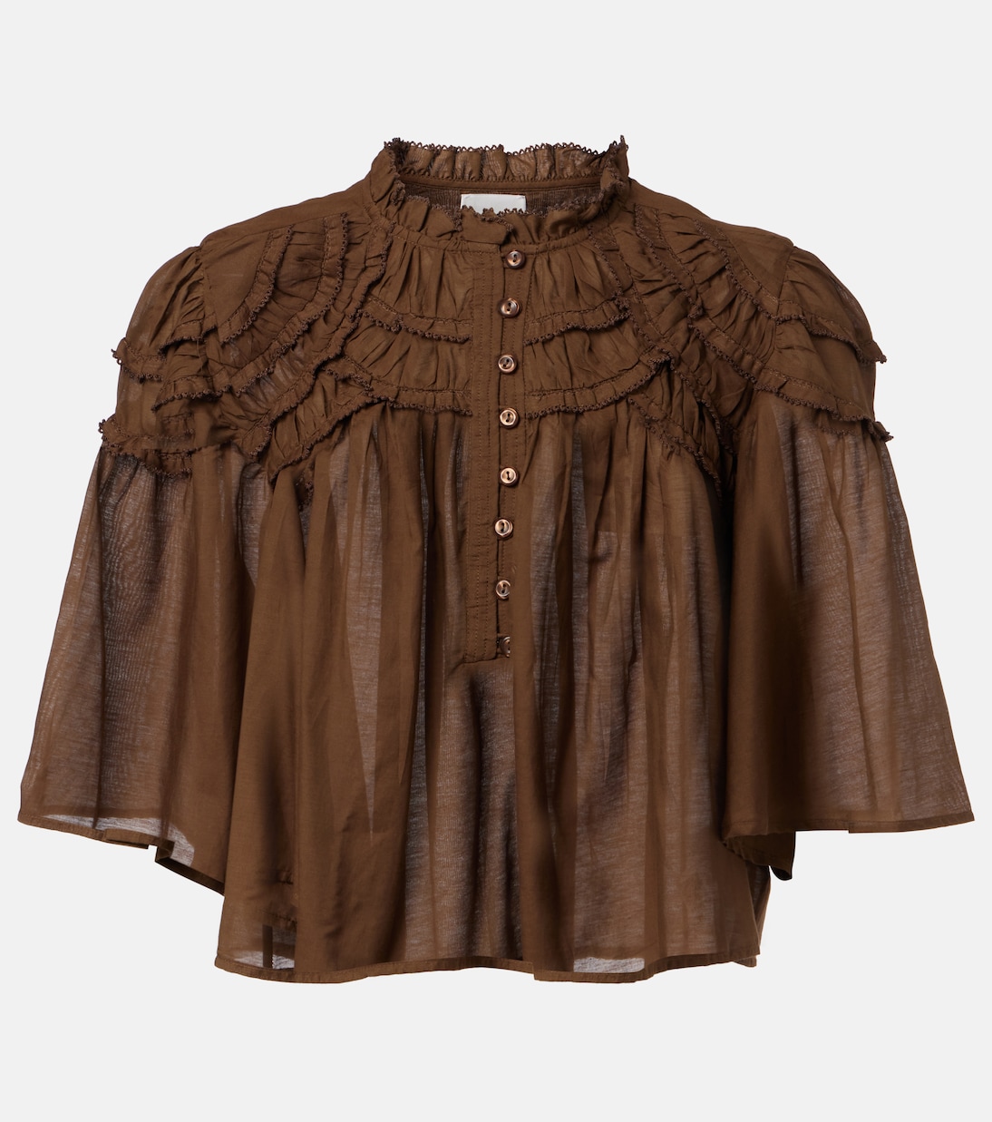 

Женский топ из хлопковой смеси с рюшами Marant Etoile, Dark Khaki