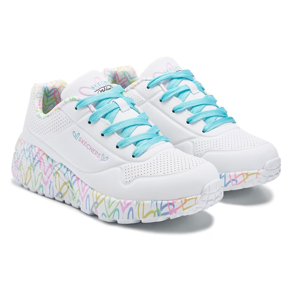 

Детские кроссовки jgoldcrown street uno lite от Skechers для маленьких/больших детей, white/multi hearts