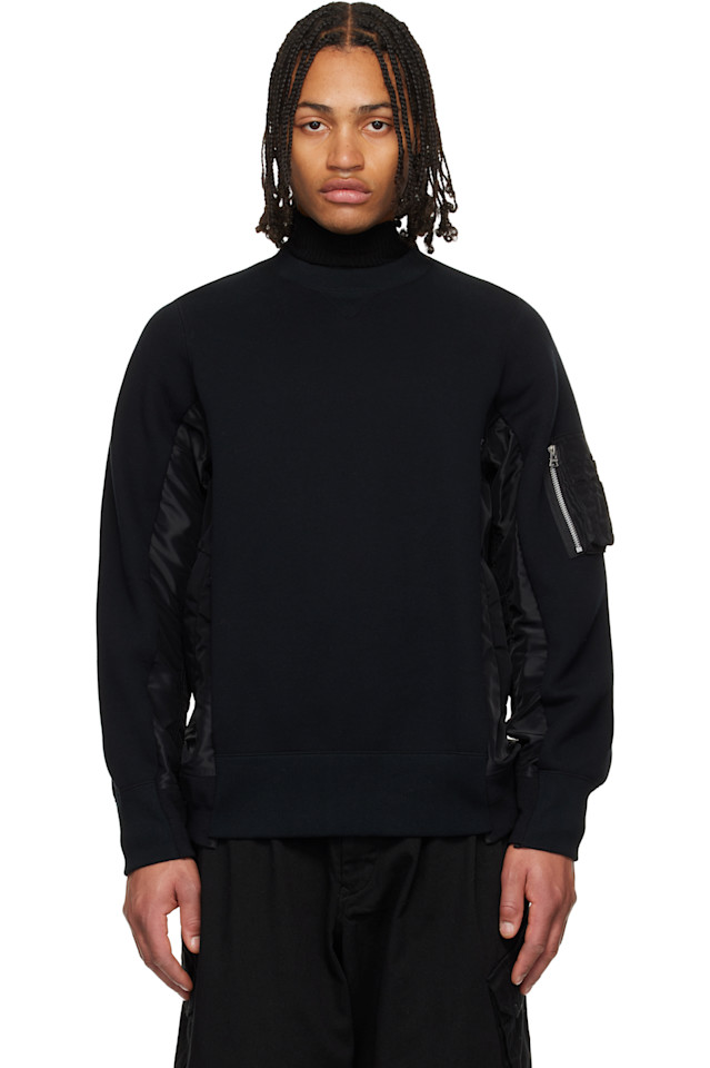 

Sacai Черная толстовка из вспененного материала и нейлоновой саржи, Черный, Sacai Черная толстовка из вспененного материала и нейлоновой саржи