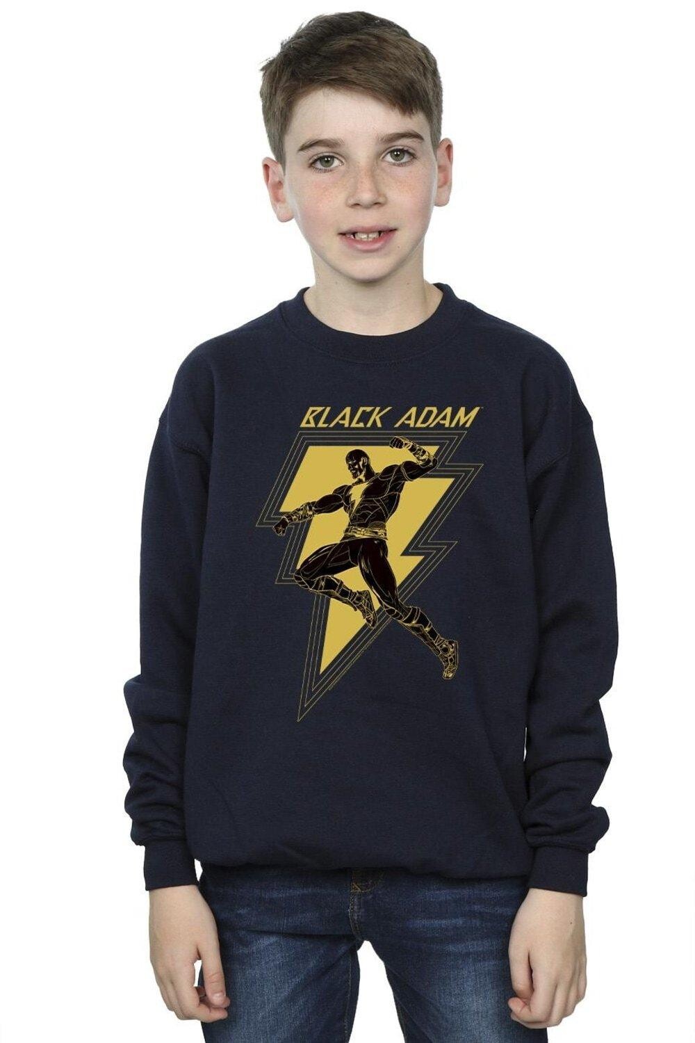 

Черный - Толстовка на груди Adam Golden Bolt DC Comics, темно-синий