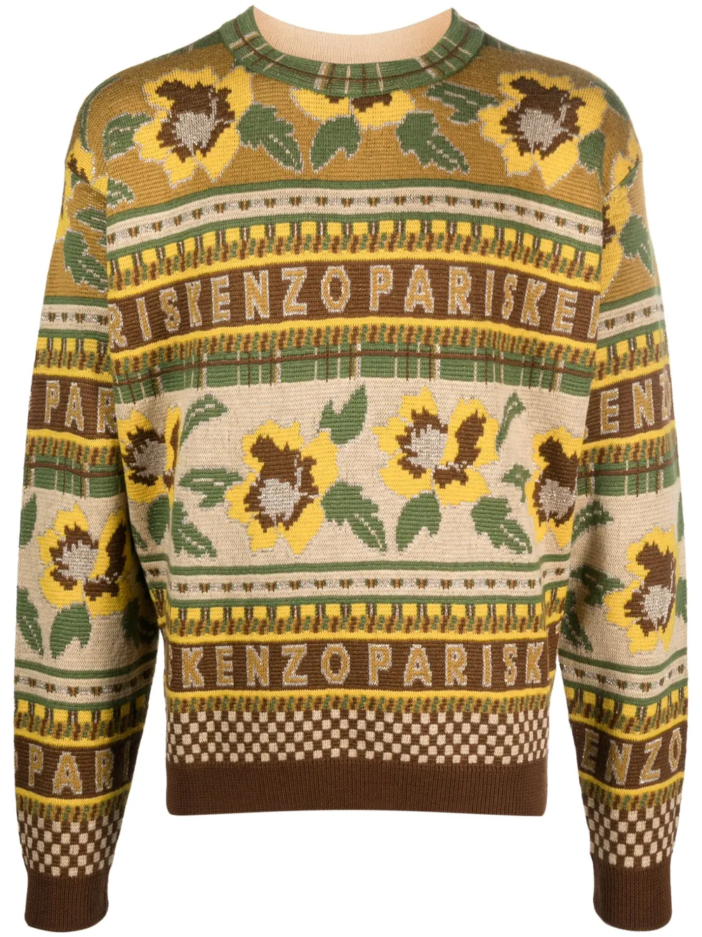 

Джемпер вязки интарсия с узором фэр-айл KENZO, коричневый