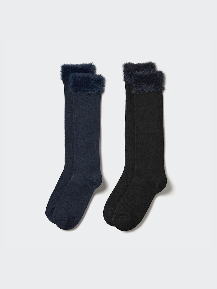 

Носки HeatTech для девочек ворсистые, 2 пары Uniqlo, цвет 69 синий