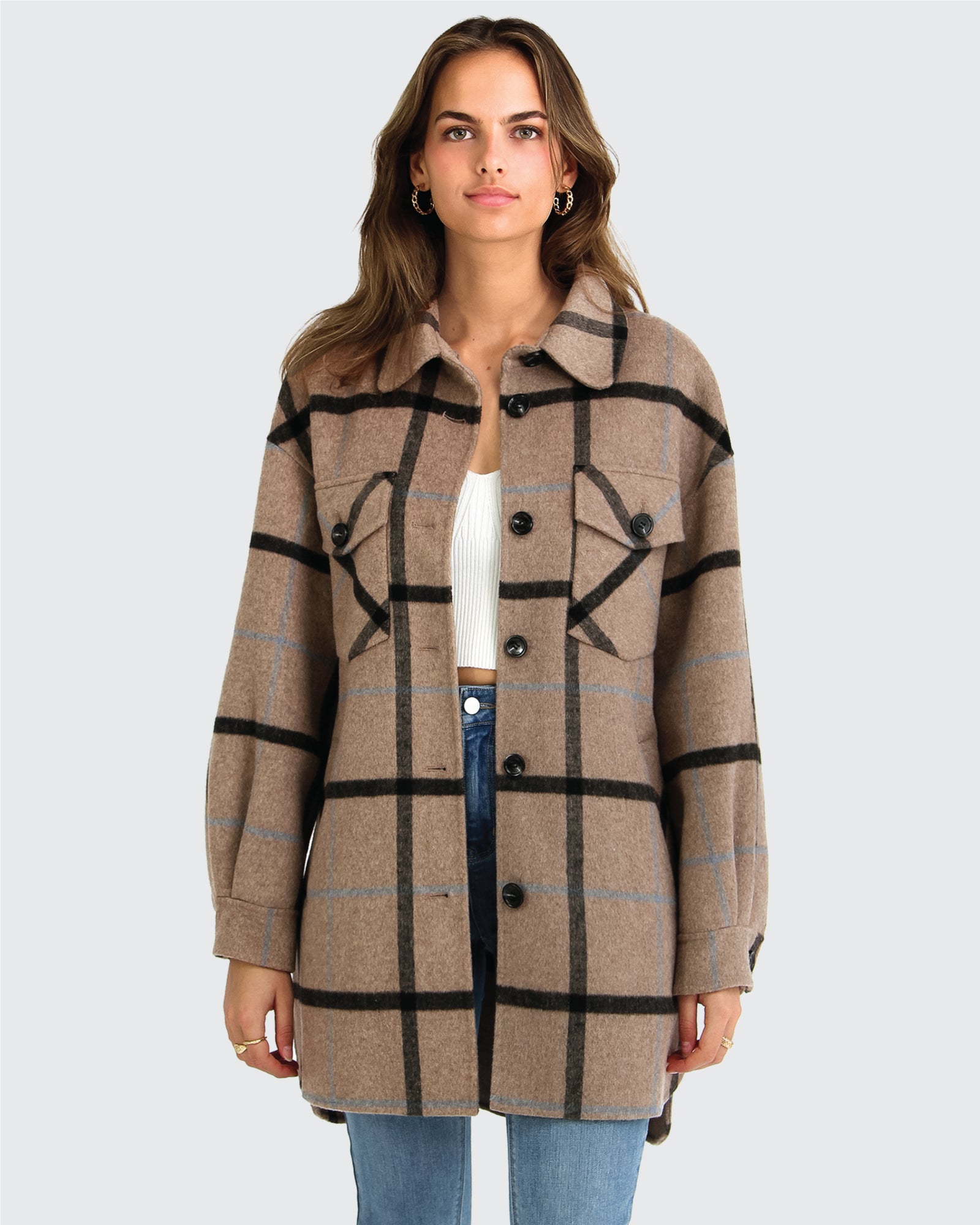 

Клетчатая куртка River's Edge Belle&Bloom, цвет oat plaid