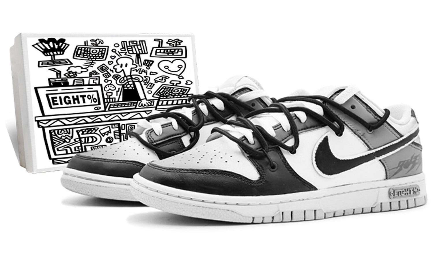 

Кроссовки Nike Dunk Skateboarding Shoes Women's Low-top Black/white/gray, серый