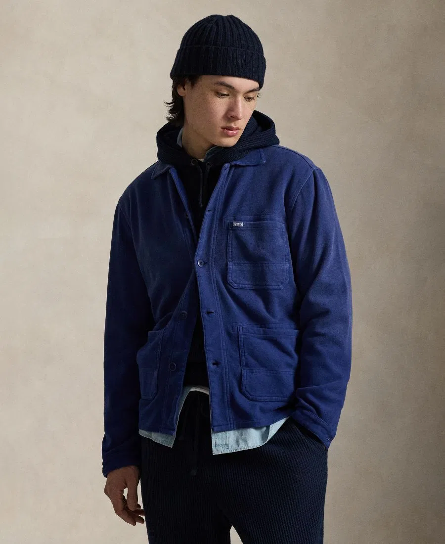 Мужская рубашка с прямым воротником и длинными рукавами Polo Ralph Lauren, темно-синий
