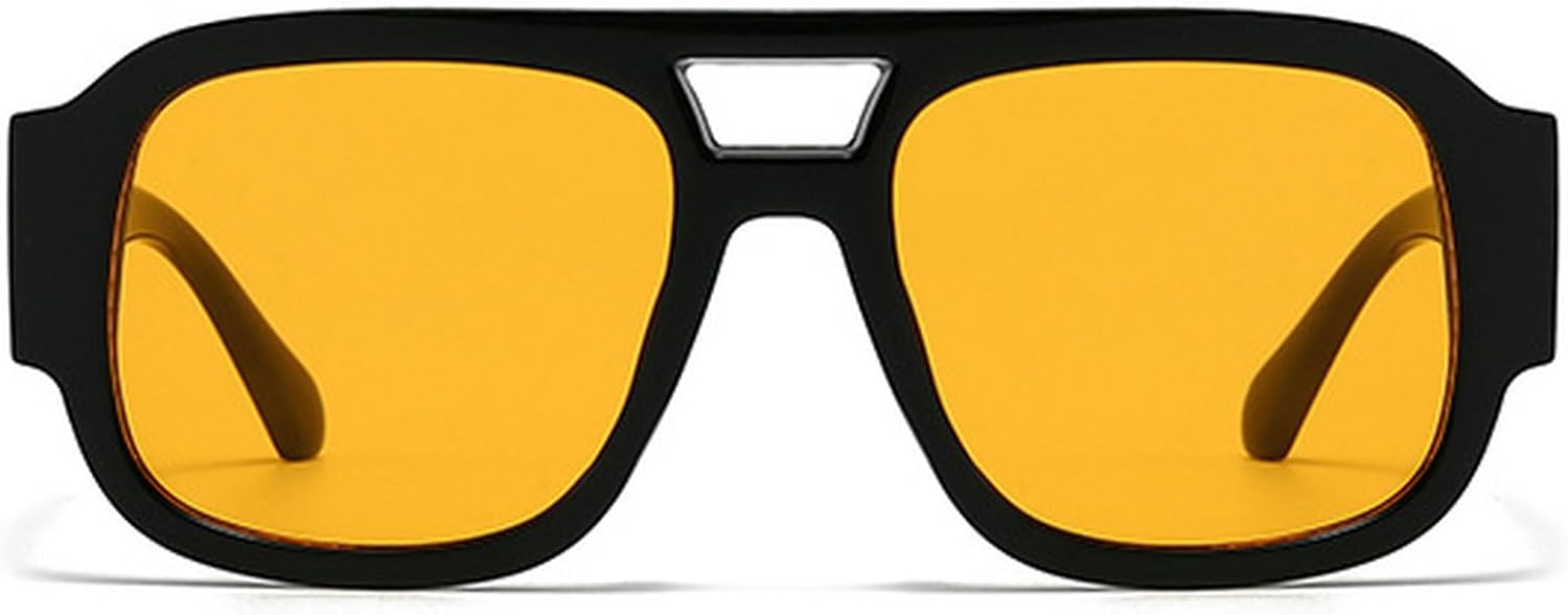 

Винтажные солнцезащитные очки с двойной перемычкой квадратной формы для мужчин, модные очки с леопардовым принтом, солнцезащитные очки UV400 для женщин, трендовые солнцезащитные очки mincl, Black Orange