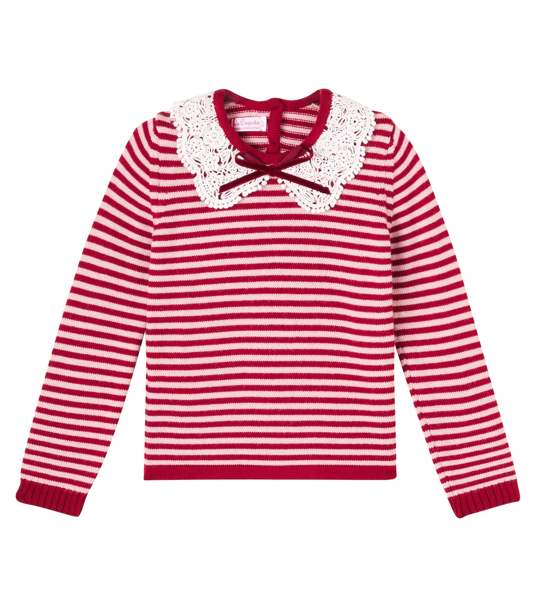 

Белая полосатый шерстяной свитер La Coqueta, Burgundy Stripe