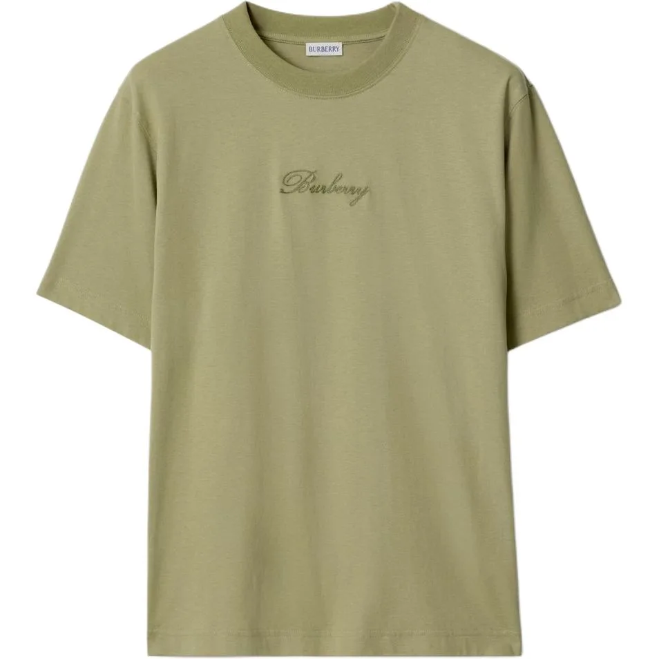Футболка Burberry с логотипом курсивом, зеленый