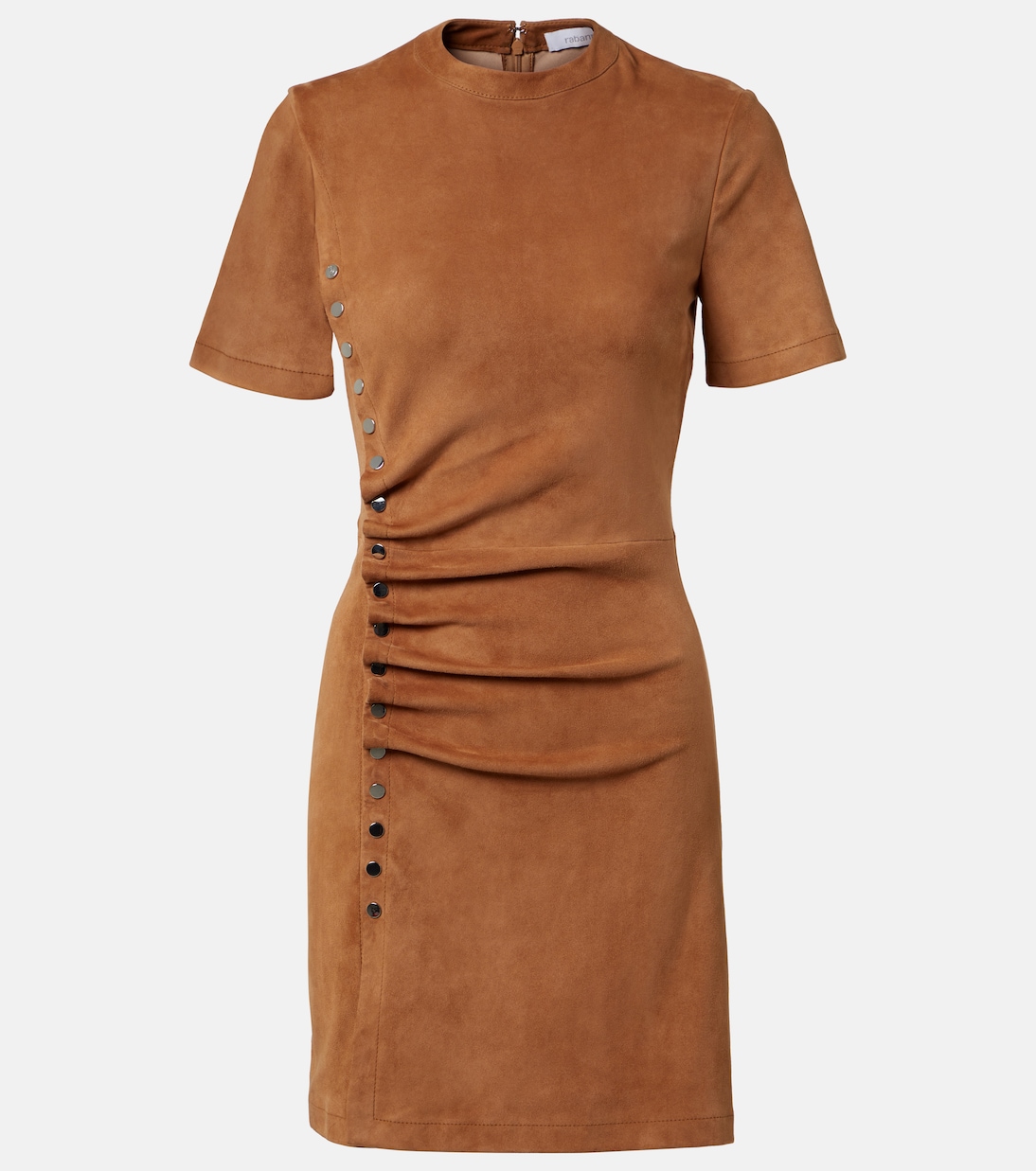 

Замшевое мини-платье Rabanne, New Caramel