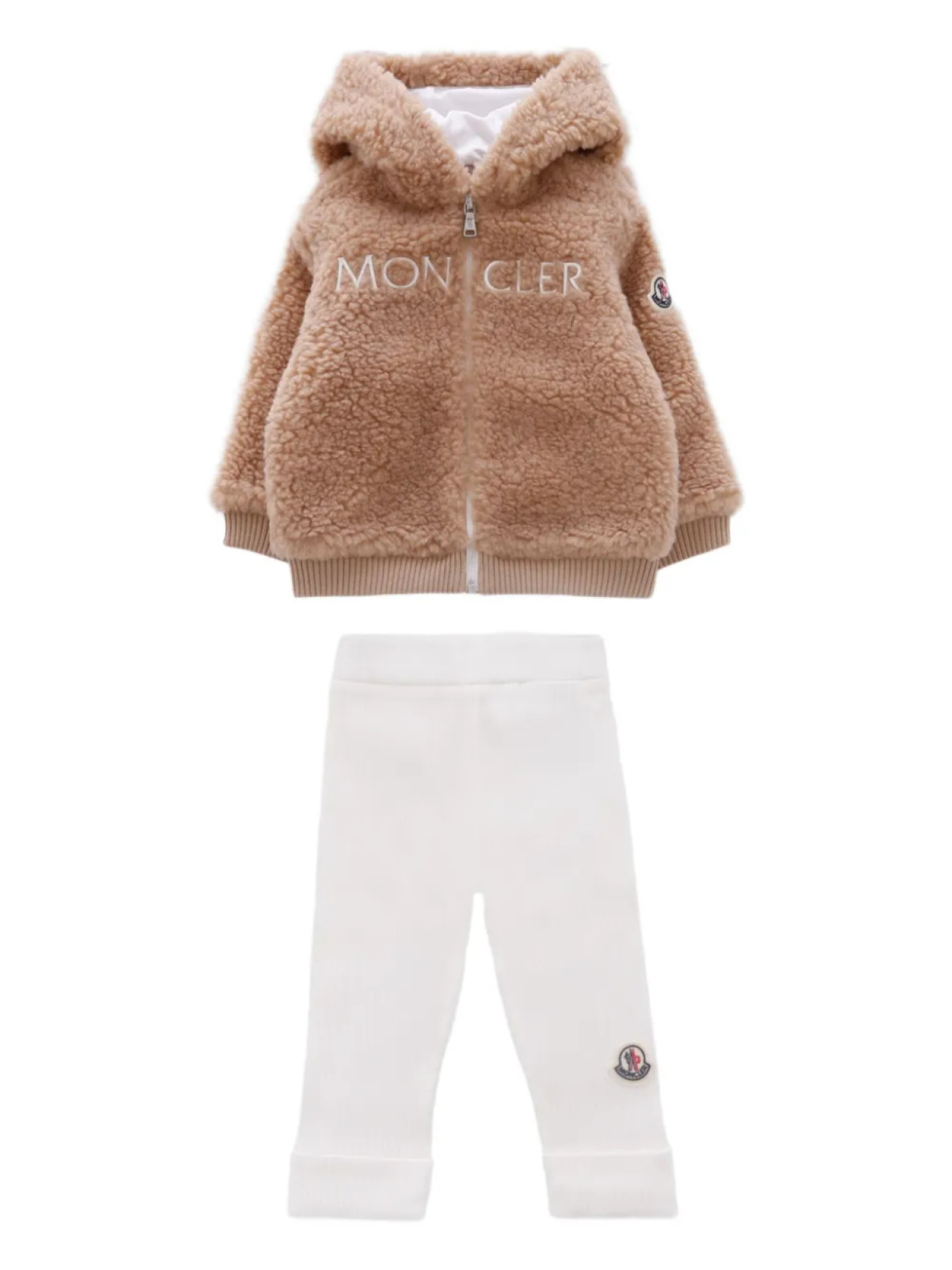

Moncler Enfant спортивный костюм с капюшоном и ушками медвежонка, нейтральный