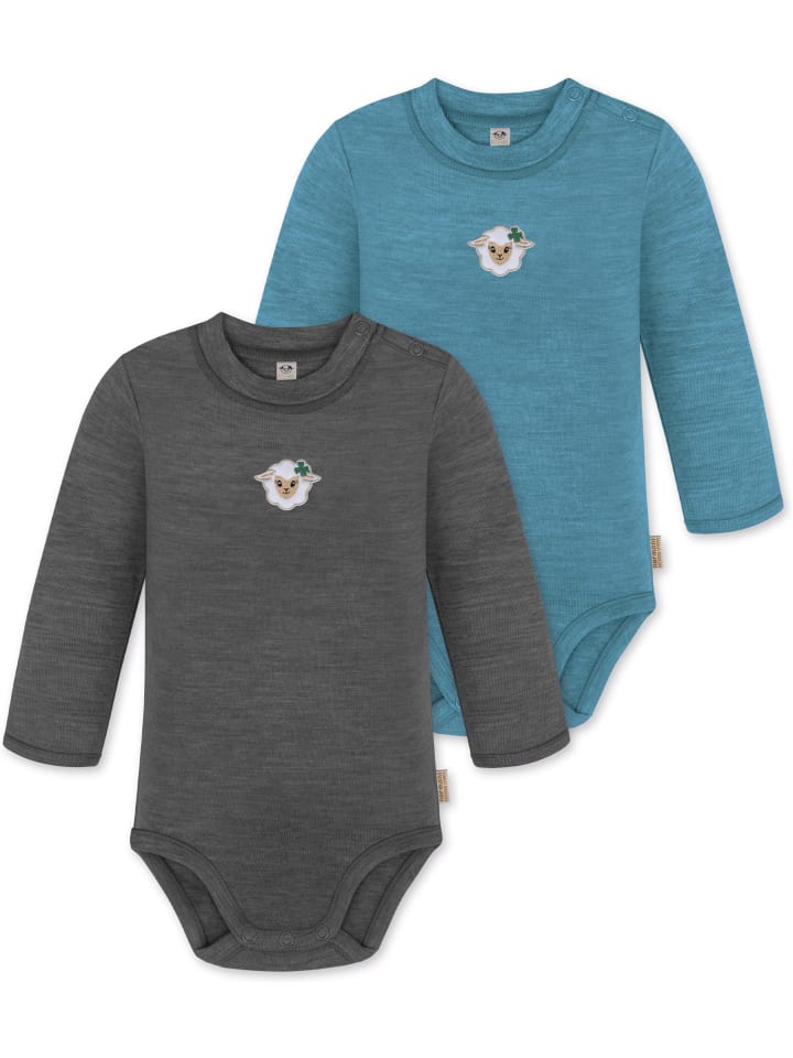 

Normani Outdoor Sports Комплект из 2 детских боди с длинными рукавами из мериносовой шерсти "Туай" синего/антрацитового цвета