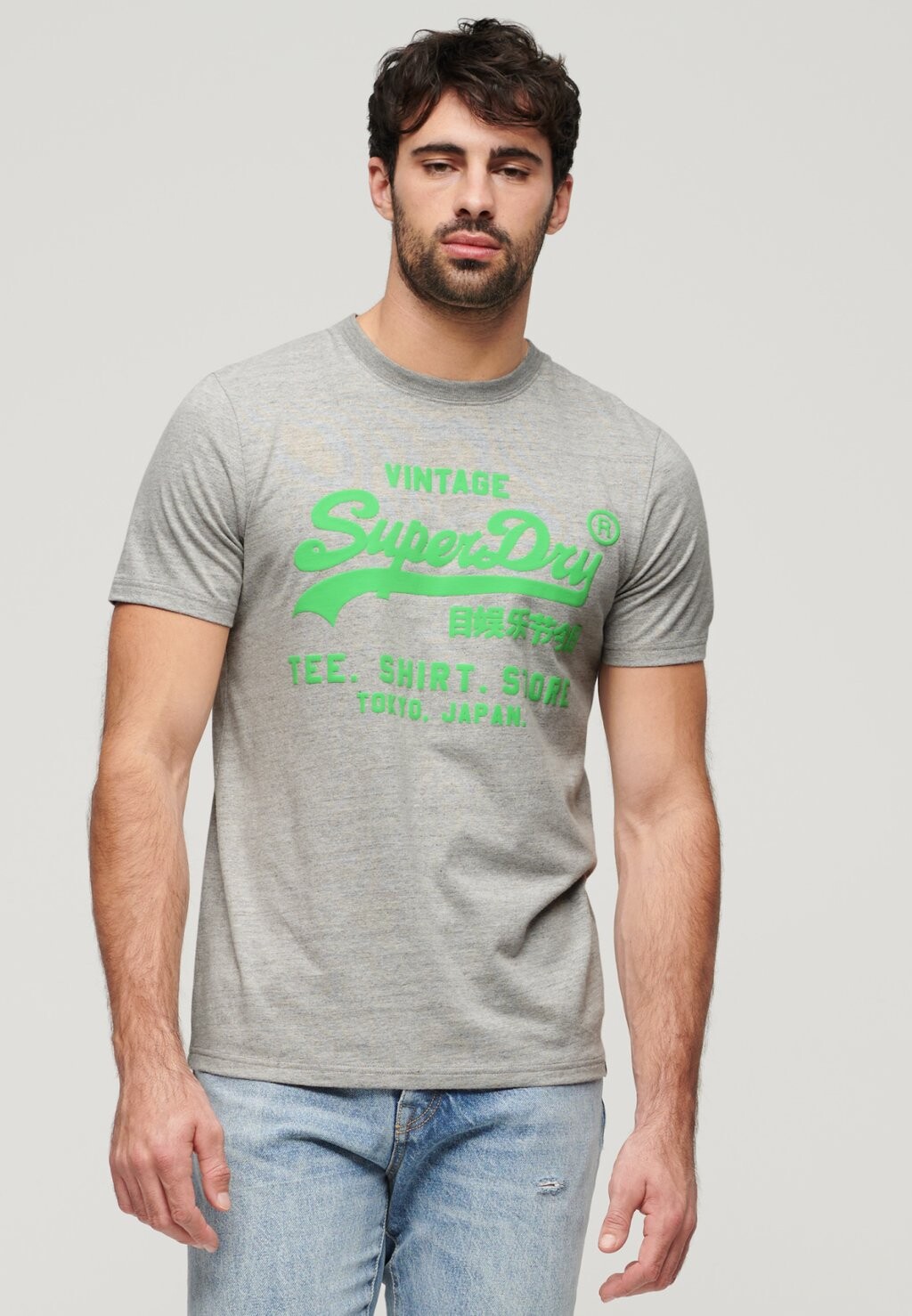 

Футболка с принтом VINTAGE LOGO Superdry, цвет athletic grey marl