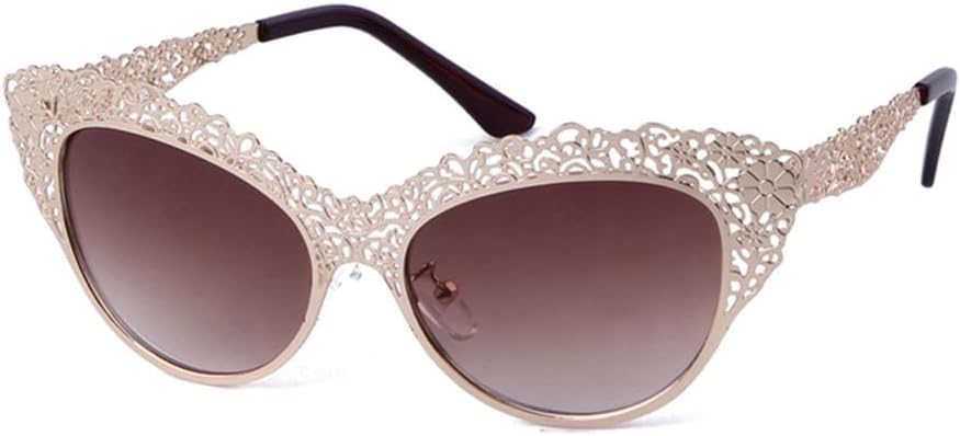 

Солнцезащитные очки «кошачий глаз» с цветочным узором и ажурной металлической оправой, винтажные ретро-солнцезащитные очки «кошачий глаз» для женщин generic, C2 Gold Tea