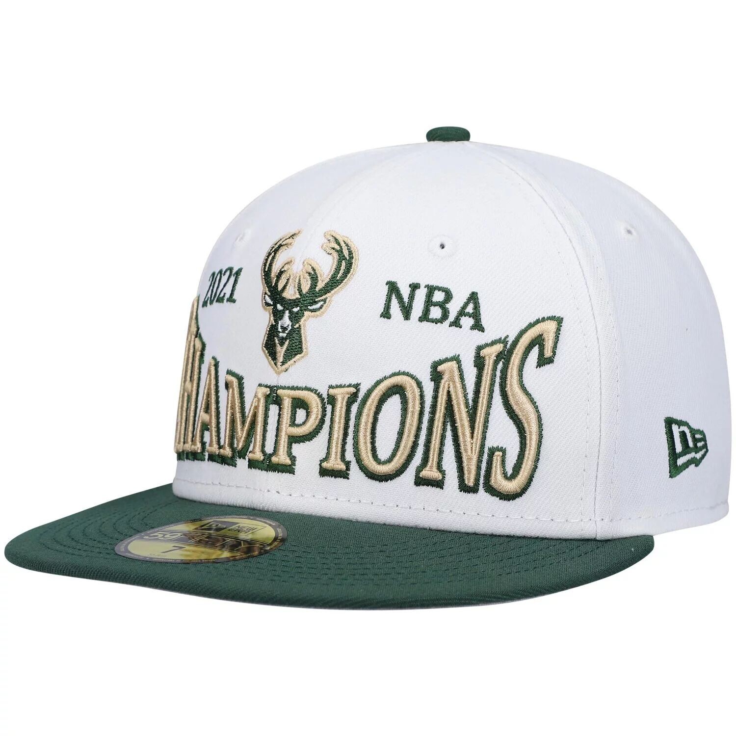 

Мужская шляпа New Era White/Hunter Green Milwaukee Bucks Arch Champs 59FIFTY