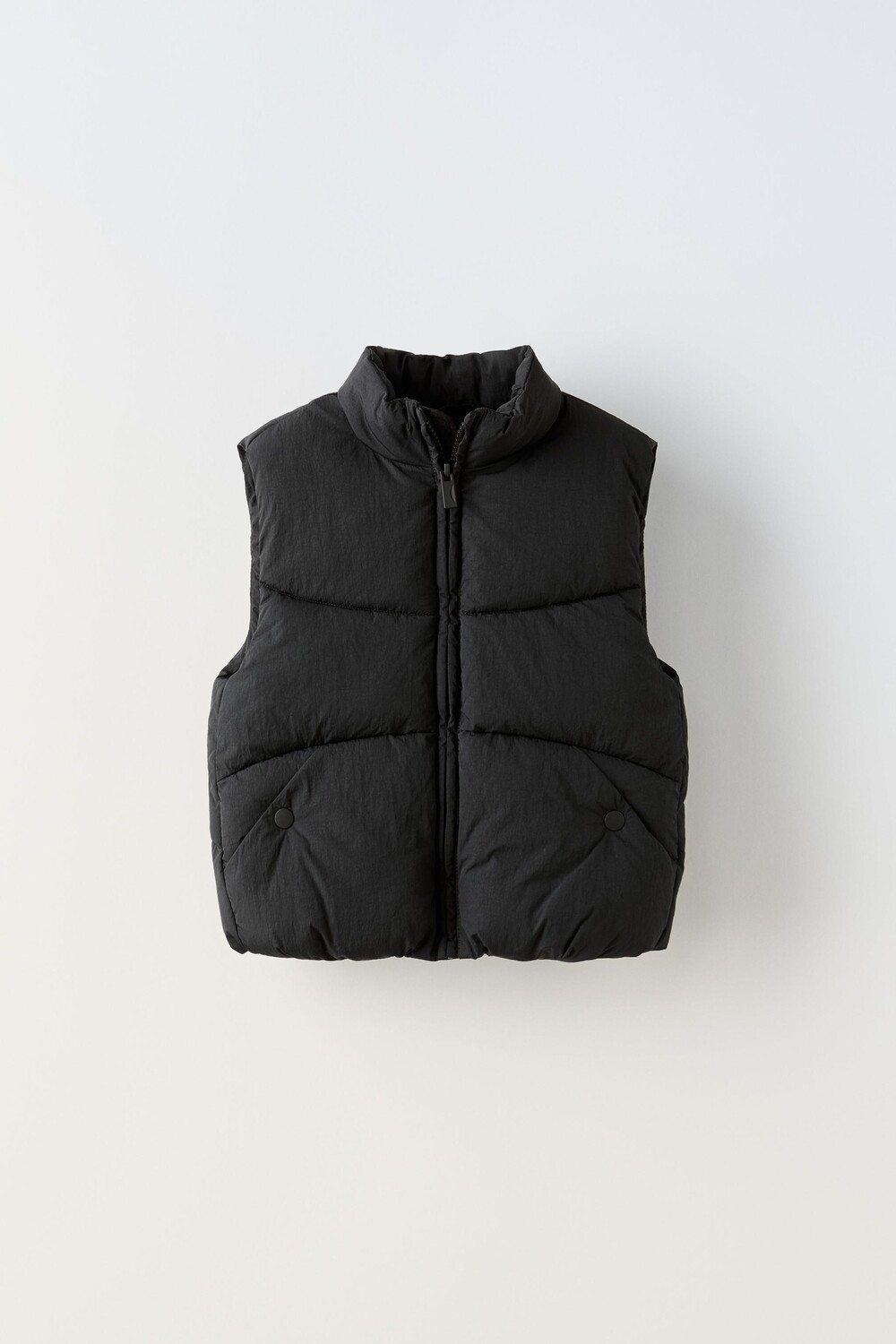 

Водоотталкивающий пуховик жилет ZARA, черный