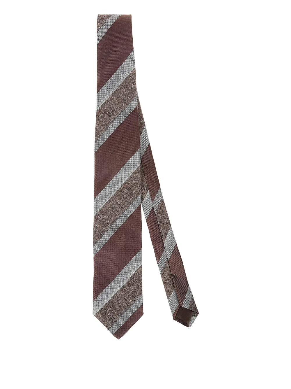 

Шелковый галстук в диагональную полоску Bigi Milano, коричневый
