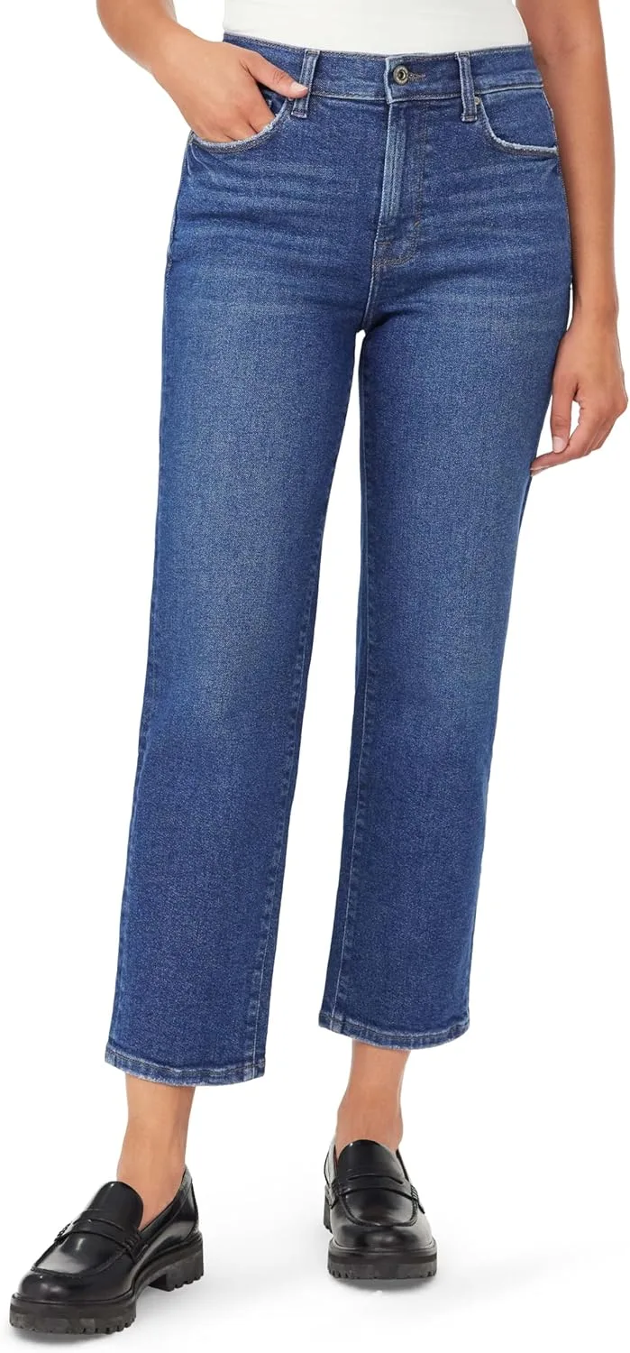 

Джинсы kensie для женщин Ella Vintage Luxe, высокая посадка, прямой крой, длина по внутреннему шву 27 дюймов, необработанный край, размеры 0-24