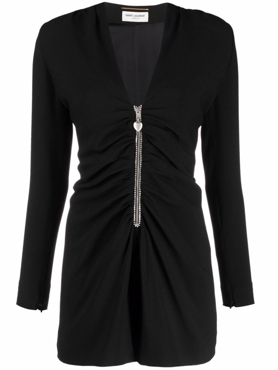 

Saint Laurent шелковый комбинезон со сборками, черный