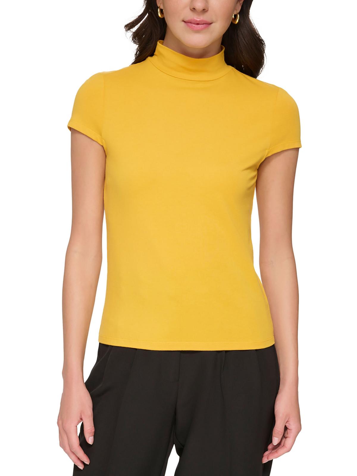 

Женская футболка с воротником-стойкой из модальной смеси DKNY, цвет maize