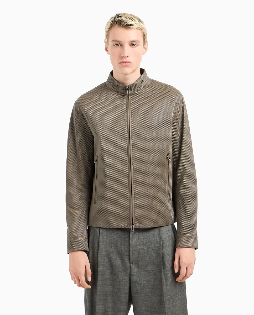 

Мужская перфорированная кожаная куртка Emporio Armani, коричневый