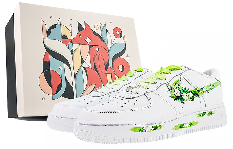 

Кроссовки Nike Air Force 1 Skateboarding Shoes Women's Low-top White, зеленый