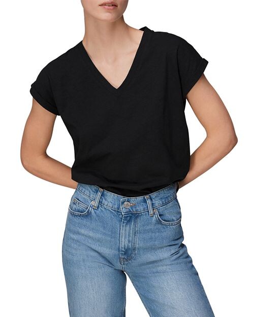 

Футболка Willa с V-образным вырезом и короткими рукавами Whistles, цвет Black