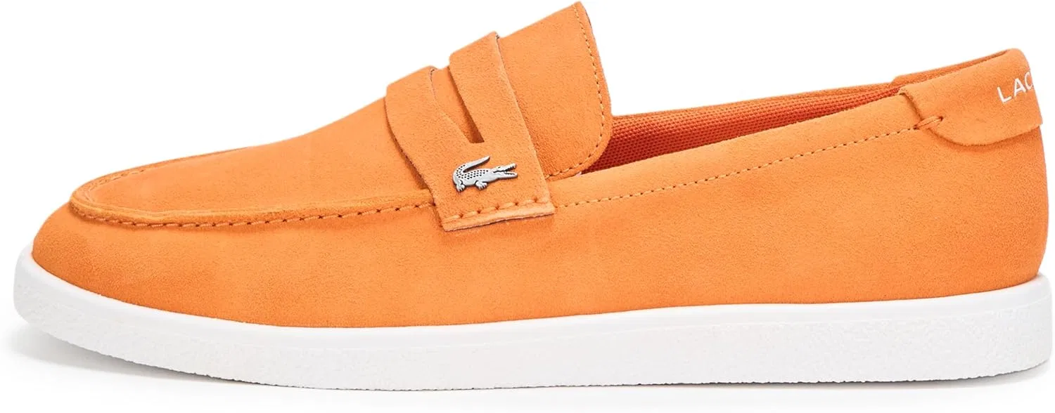 Лоферы из замши Lacoste, Оранжевый/Белый — фото 2