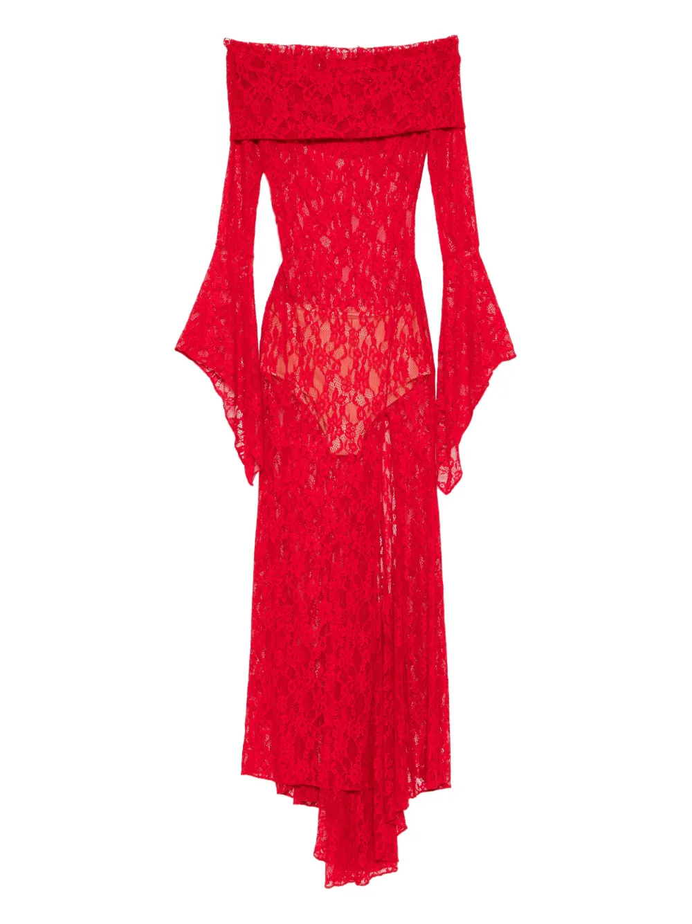 

Макси-платье с открытыми плечами Miau By Clara Rotescu, красный