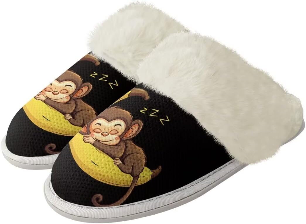 

Женские и мужские пушистые тапочки xixirimido, противоскользящие, для дома и улицы, милые тапочки с животными, Monkey