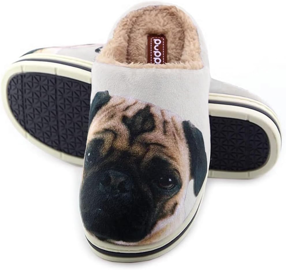 

Унисекс тапочки AFISH с мопсом, мягкие хлопковые домашние тапочки на поролоновой подошве, удобные спальневые тапочки, милые домашние тапочки, подарок для любителей мопсов, бежевый