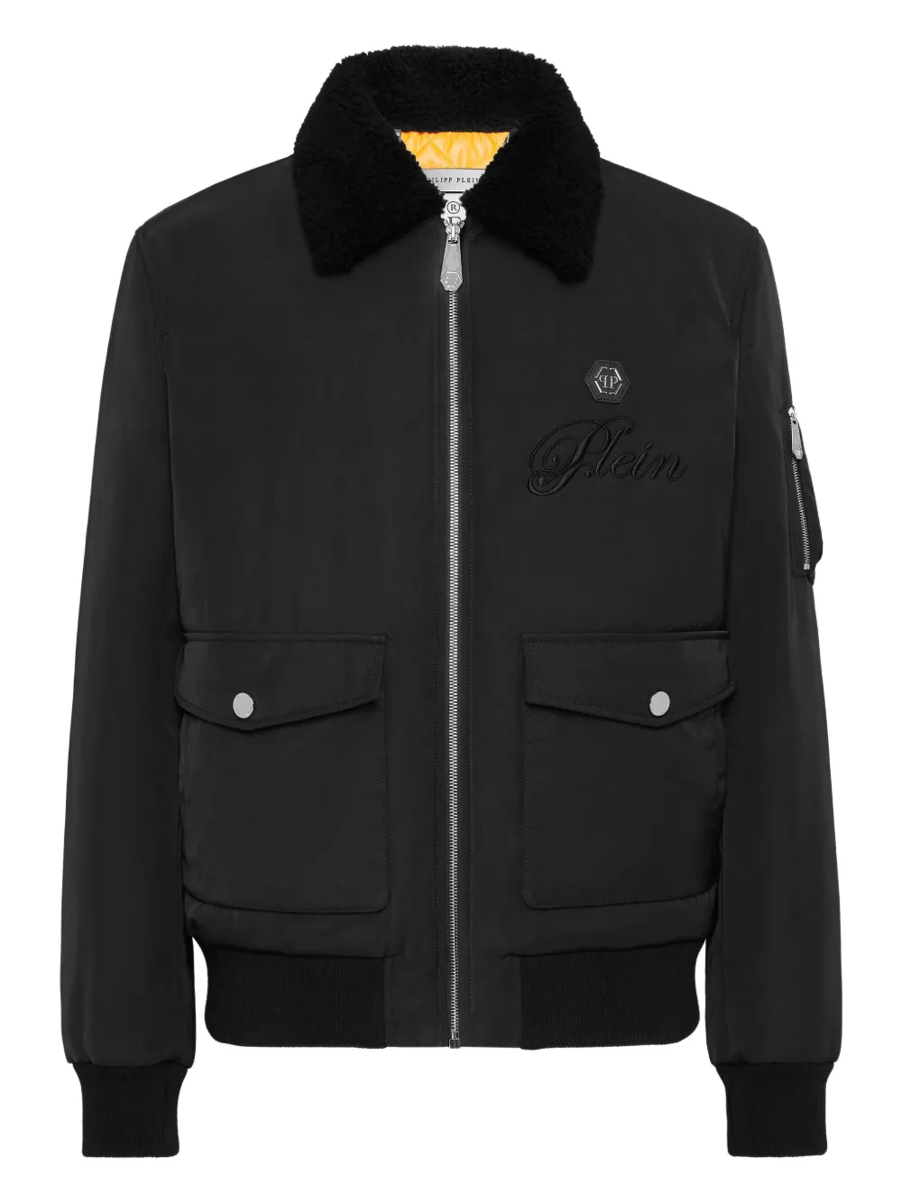 

Бомбер с воротником из шерпы Philipp Plein, черный