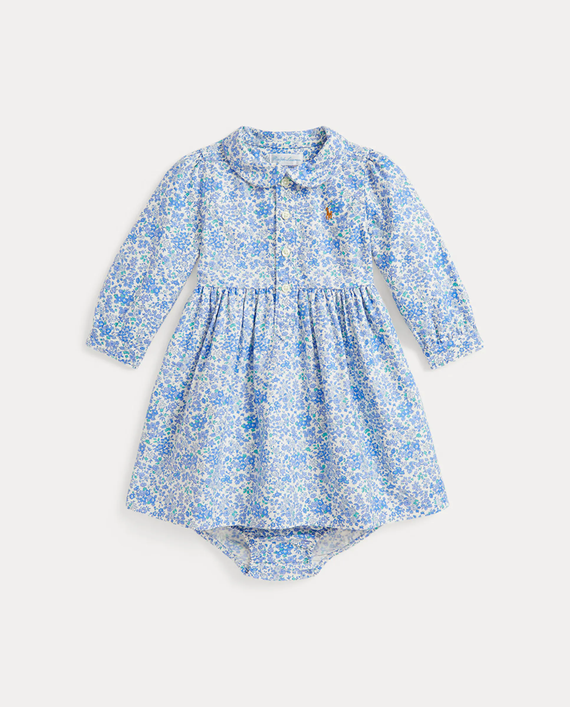 

Детское платье для девочки Oxford из хлопка с панталонами Polo Ralph Lauren, синий