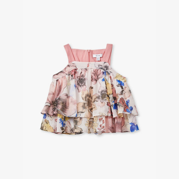 

Топ Aria с цветочным принтом, 13-14 лет Reiss, розовый
