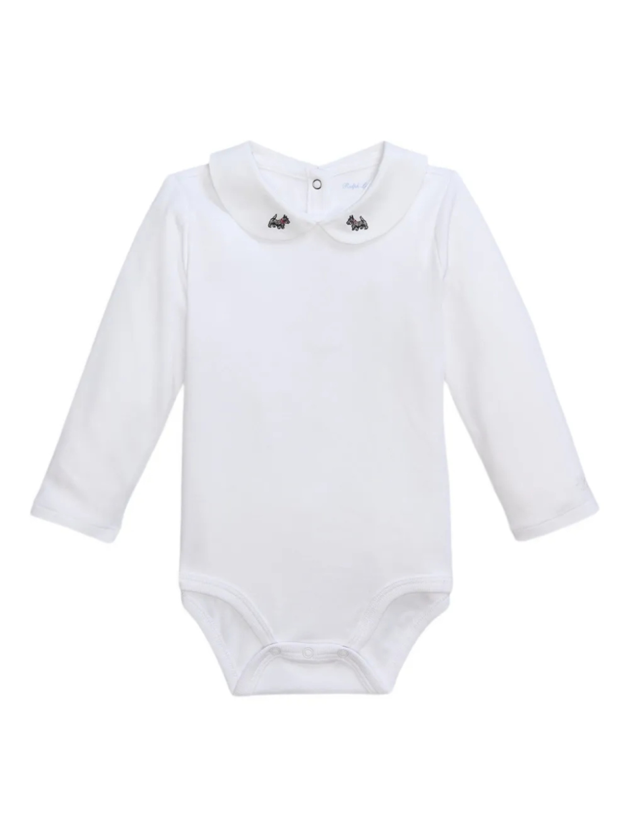 POLO RALPH LAUREN KIDS боди с вышитым воротником и длинными рукавами, белый — фото 3