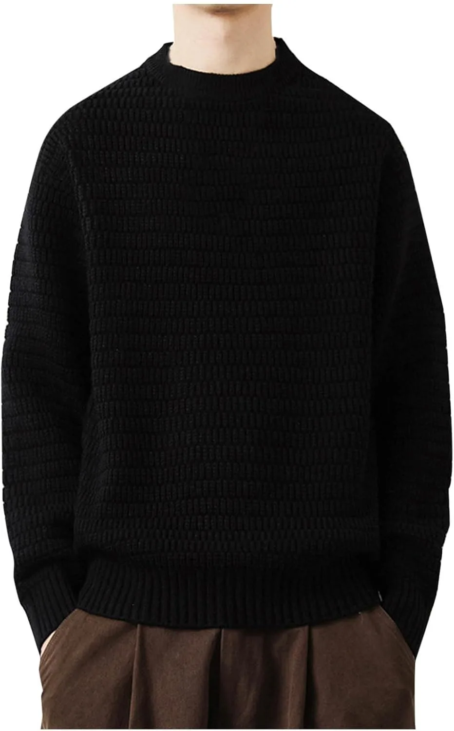 

Мужской свитер с длинными рукавами, вязаный, свободный AQAYL