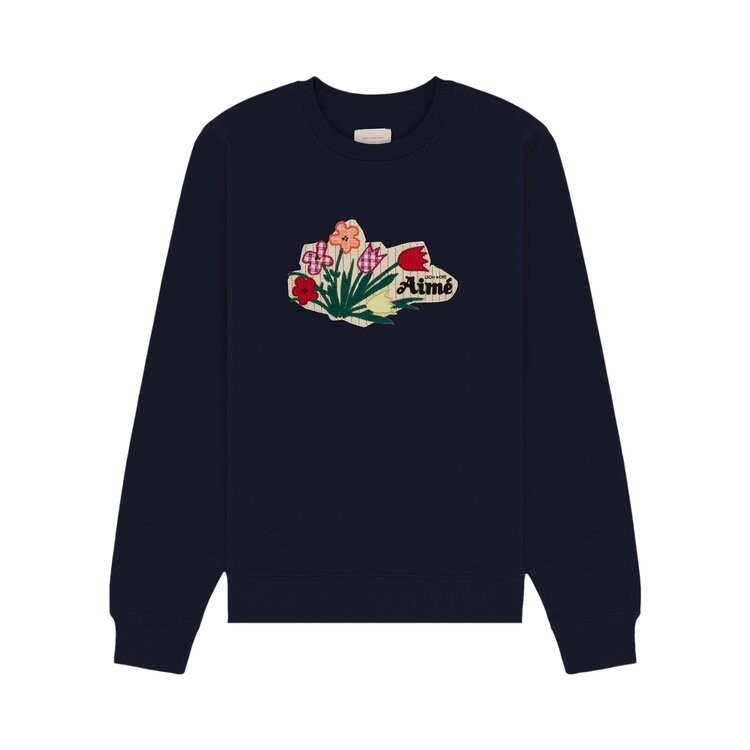 

Толстовка Aimé Leon Dore Floral Appliqué Crewneck Sweatshirt, синий