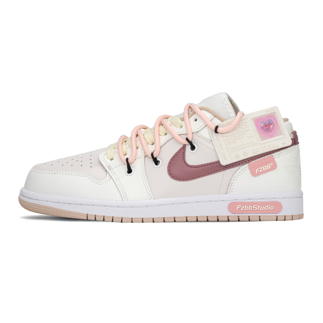 

Кроссовки Air Jordan 1 Vintage Basketball Shoes Unisex Low-top Beige/Pink, белый/фиолетовый