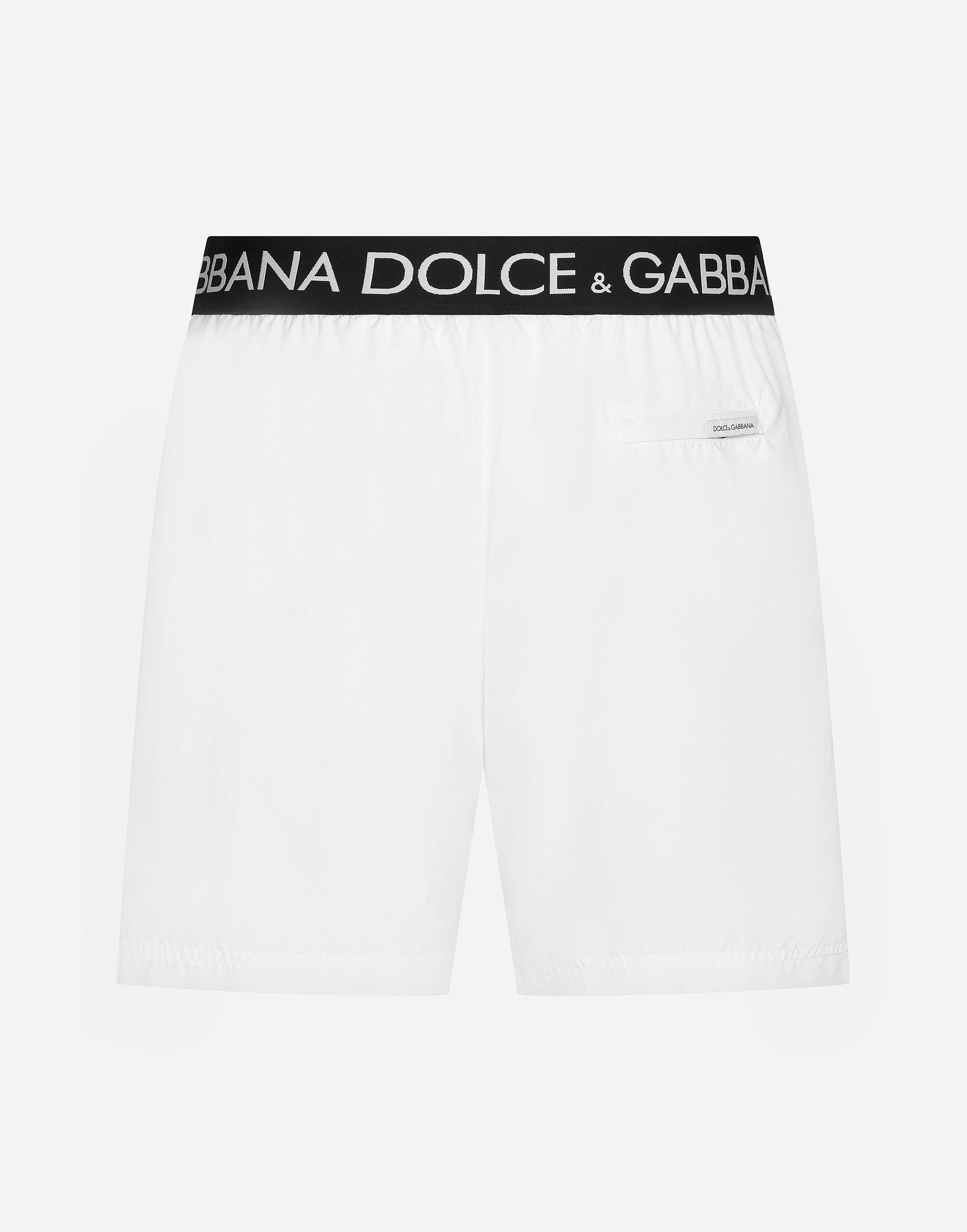 Плавательные шорты средней длины с фирменным эластичным поясом Dolce & Gabbana, белый — фото 2