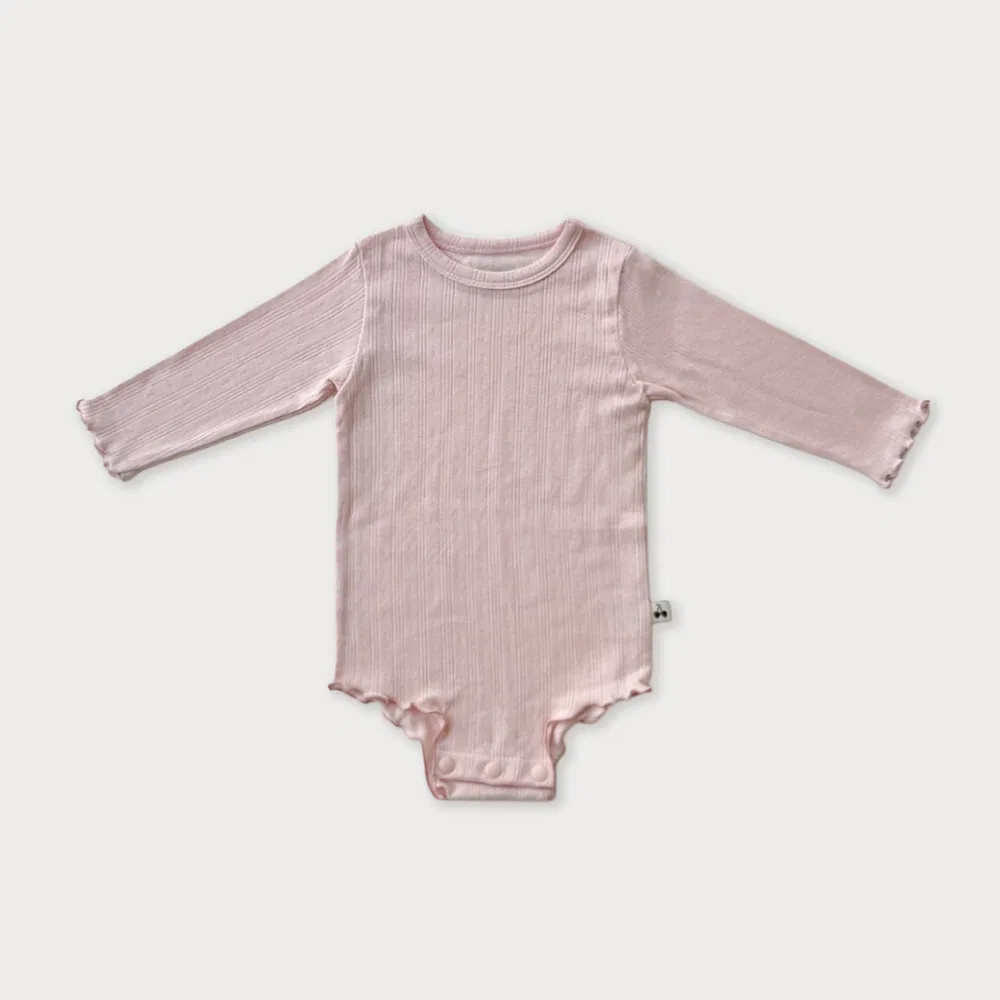 Детский боди-комбинезон Eyelet с длинным рукавом, нежно-розовый, от Abientot Ma Cherie