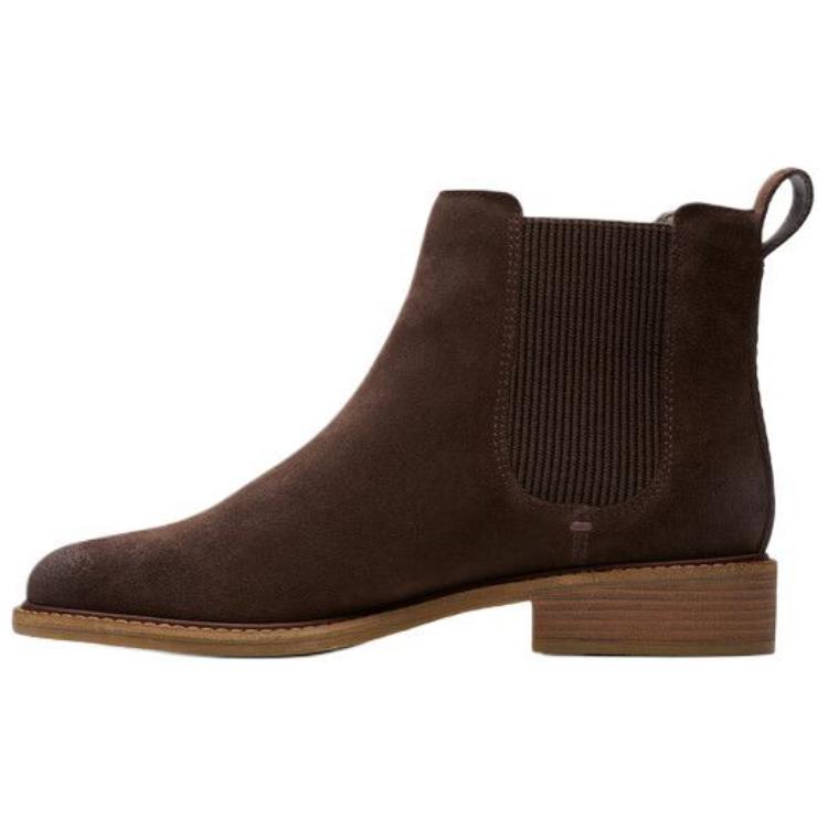 Ботинки челси женские Clarks замшевые на каблуке, темно-коричневый